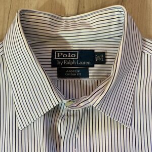 Classic striped blue and white Ralph Lauren Polo button down shirt